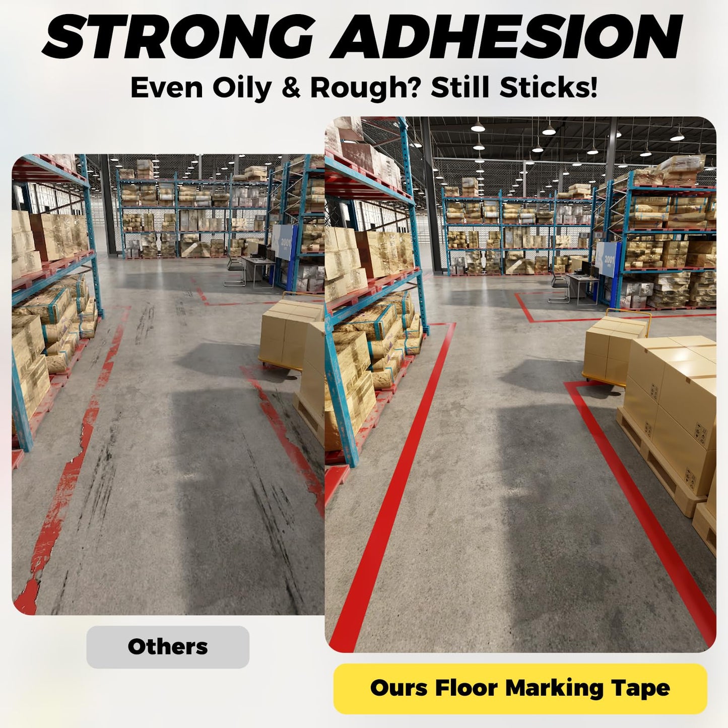 SWRT 2" x 110FT Red Floor Marking Tape and Dance Splicing Tape, Caution Gym Floor Tape Warning Safety Stripe Tape for Floor Marking, Athletics, School, Restaurants, Equipment and More