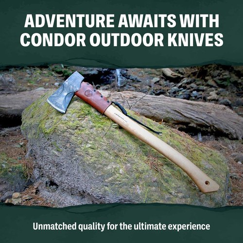 Condor Tool & Knife Hudson Bay Camp Knife - 1075 High Carbon Steel - Full Tang Walnut Handle with Hand Crafted Welted Leather Sheath - 8.4in Blade - 5mm Thick - 20.5oz