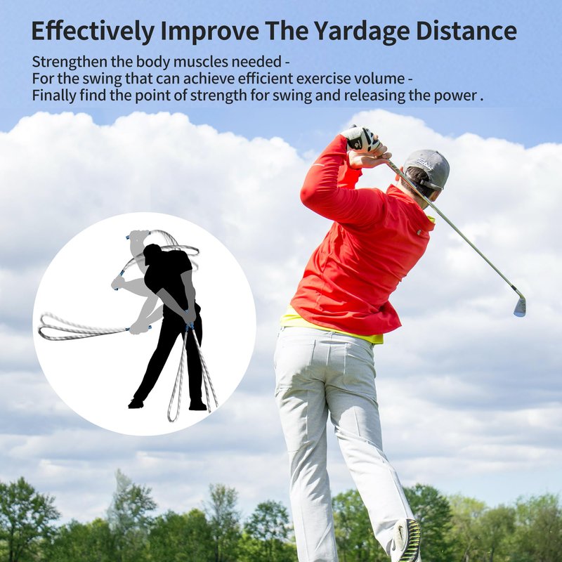 SENIKO Golf Swing Training Aid Warm-up Posture Corrector,Golf Swing Rope Trainer for Arm Strength,Golf Swing Practice Rope for golf tyro Improve Speed Rhythm Golf Rope Trainer Equipment for Golf Lover