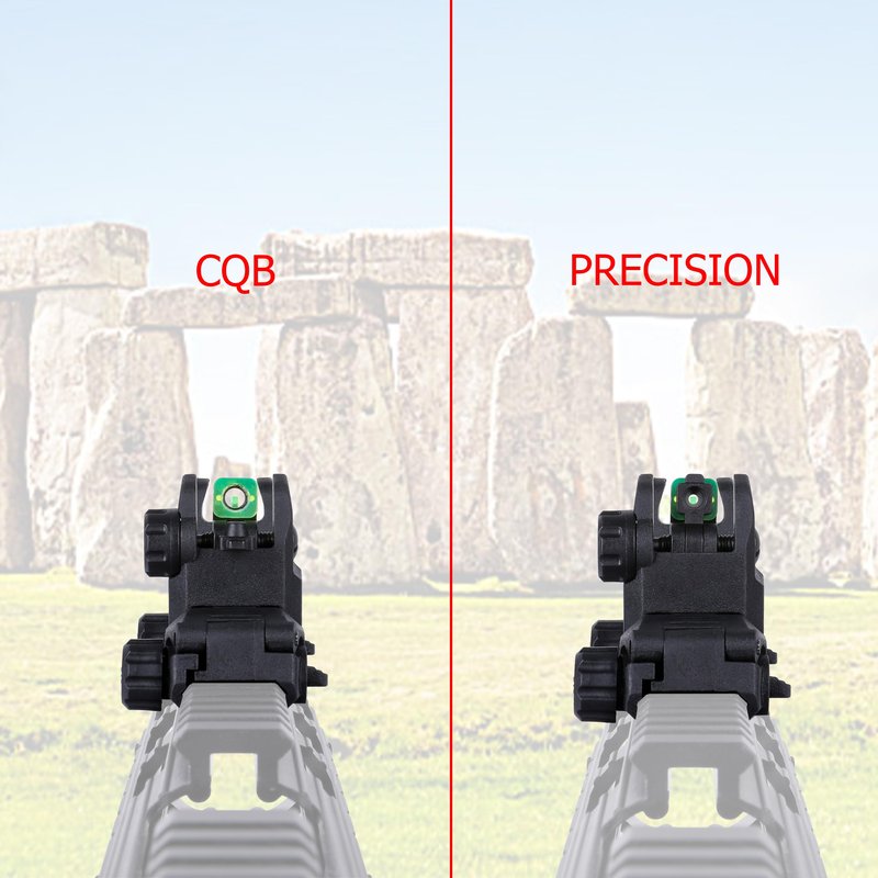 Fiber Optic Sights,Co-Witness Height Red Dot Sight,Flip Up Front and Rear Backup Sights & Green Fiber Optics Dots,Tool-Free Adjustable Front Sight Rapid Transition
