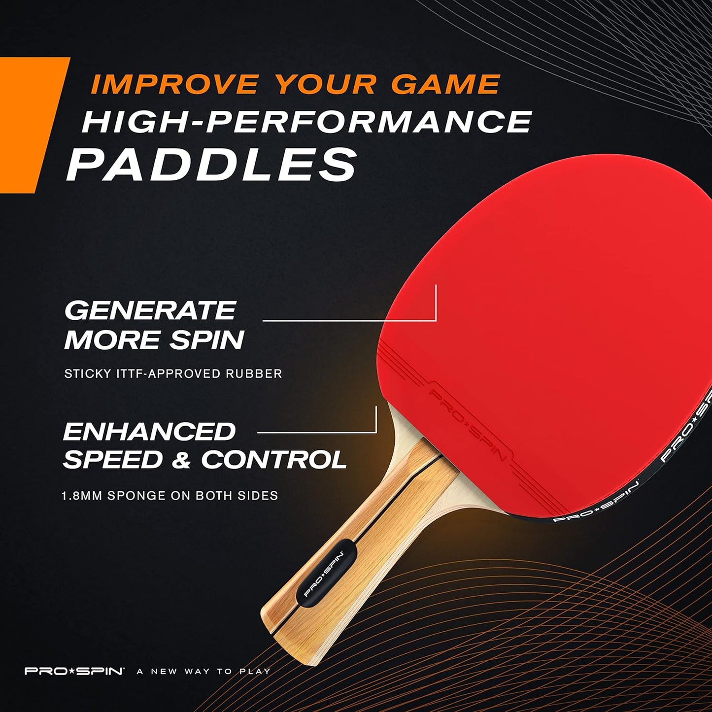 PRO-SPIN Ping Pong Paddles - High-Performance Table Tennis Racket Set with 3-Star Balls & Case | Indoor/Outdoor Play