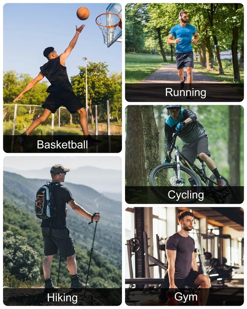 HOPLYNN 5 Pack Mens 2 in 1 Running Shorts with Liner, Quick Dry Workout Training Gym Athletic Sport Shorts with Pockets 2 Black 2 Gray 1 Blue X-Large