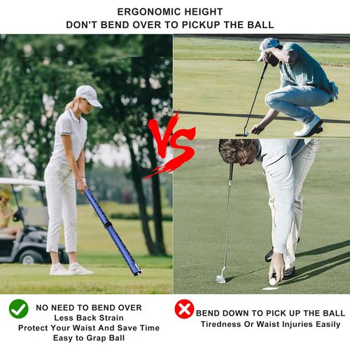 Golf Ball Retriever Tool Golf Easy Pick Up Balls Golf Ball Picker Upper Grabber Tool with Removable Portable Golf Ball Pick Up Premium Stainless Steel for Putter Golf Accessories Golf Gifts for Men