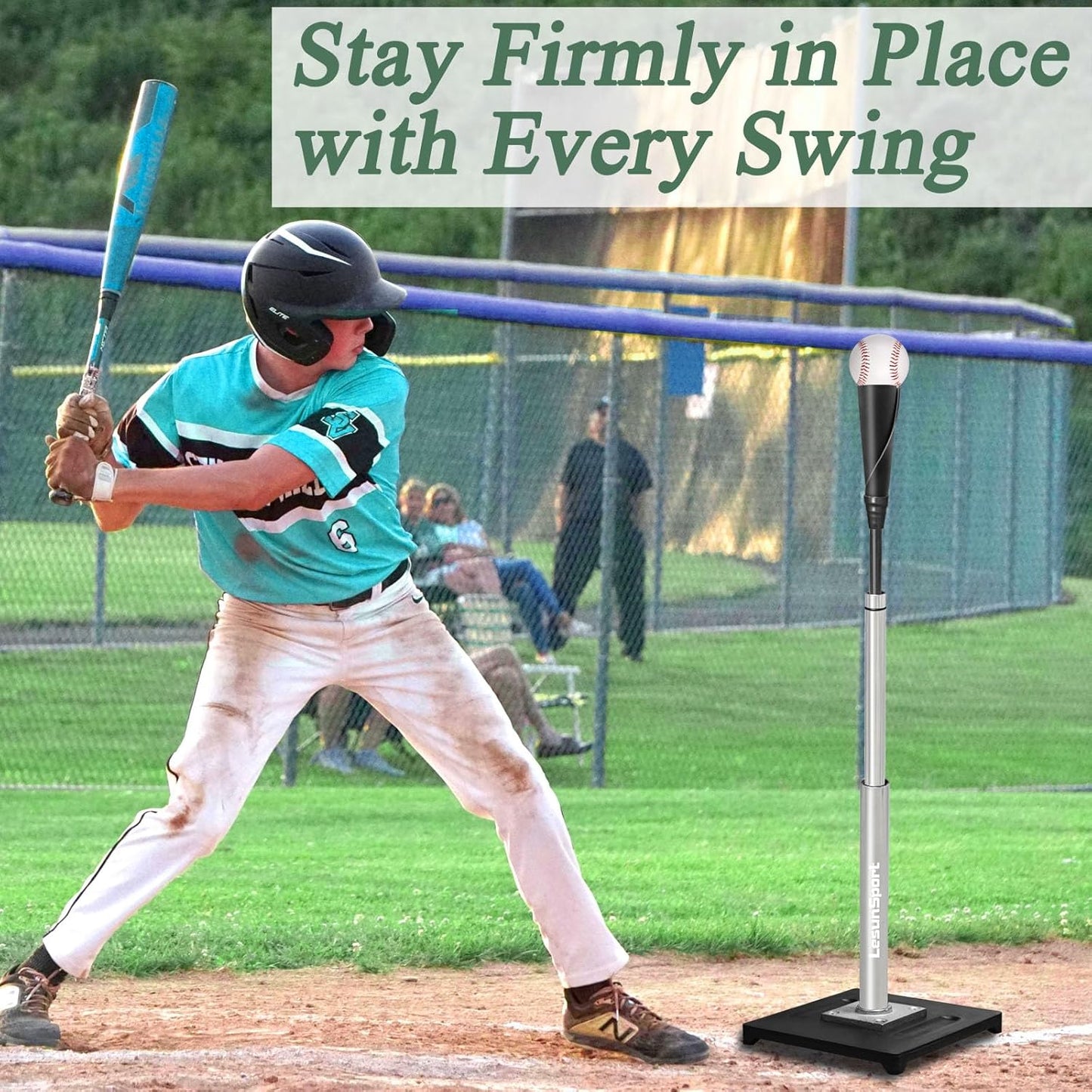 Skiennix Portable Baseball Batting Tee - Adjustable 24-46 Inches, Heavy-Duty Metal Base for Easy Assembly