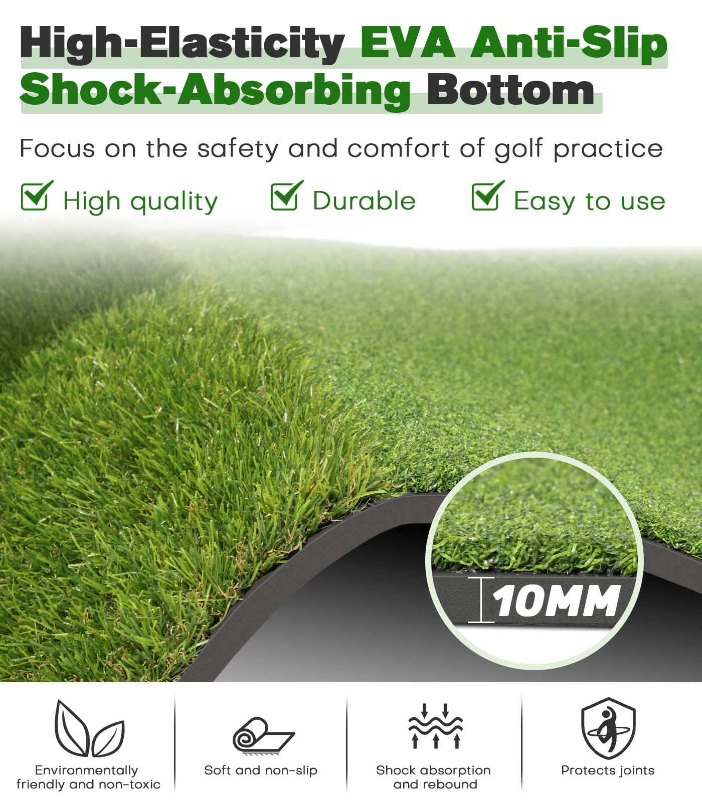 Premium Dual-Turf Golf Mat: 5x4ft Thickened for Backyard, Driving Range, Indoor & Outdoor Practice Hitting, Swing & Chipping, Ideal Gifts for Men Dad Husband Boy (Pro 5x4ft 21mm to 45mm Base)