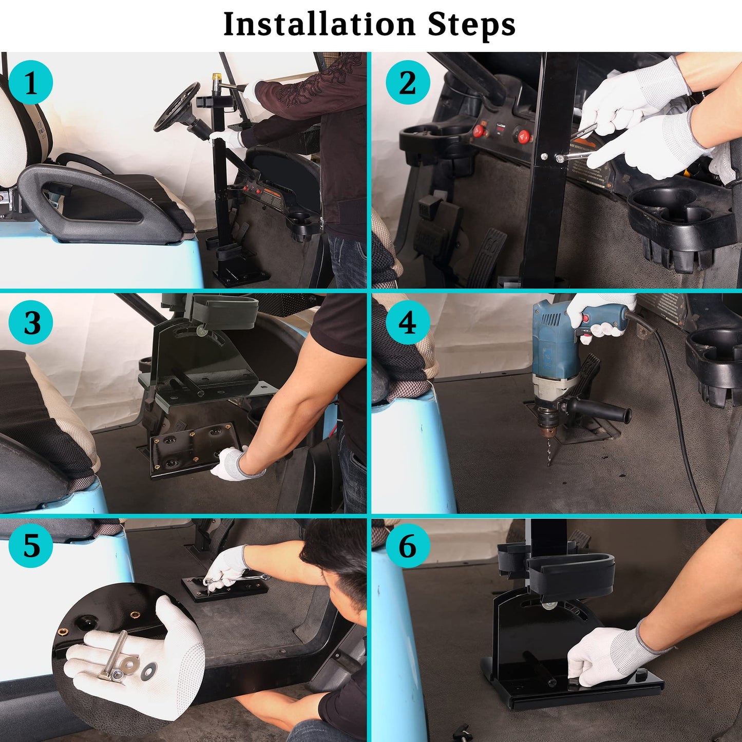 10L0L Universal Golf Cart Gun Holder for Yamaha,EZGO, Club Car, and UTV, Stand-Up Adjustable Floor Mount Gun Rack with Quick Release, Rifle & Hunting Gun Storage Accessory