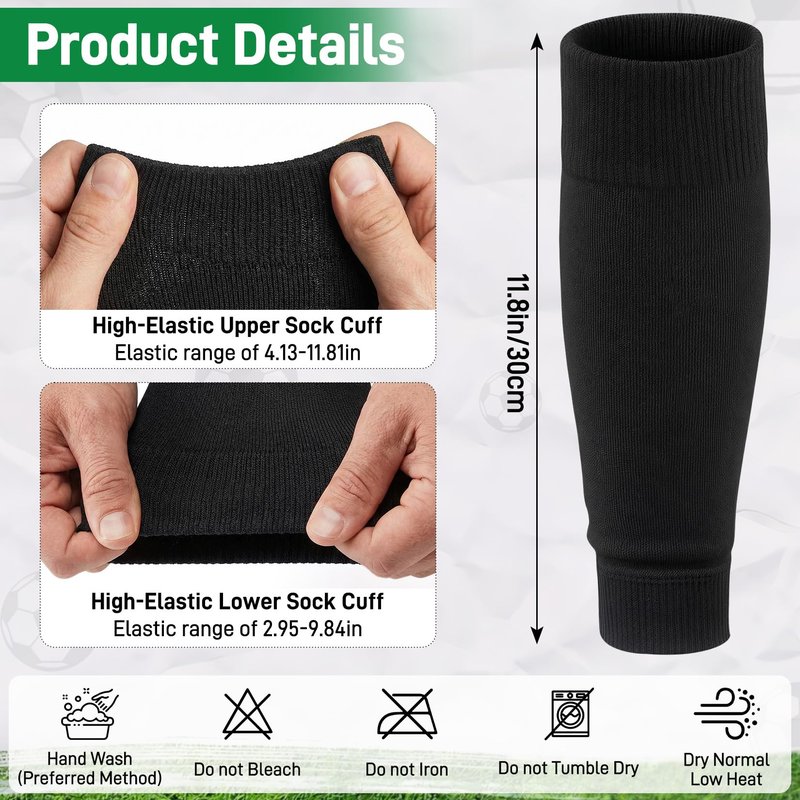 Vidroxin 3 Pairs Pre Cut Soccer Socks, Soccer Leg Sleeves Compatible With Grip Socks for Football Baseball Softball Rugby