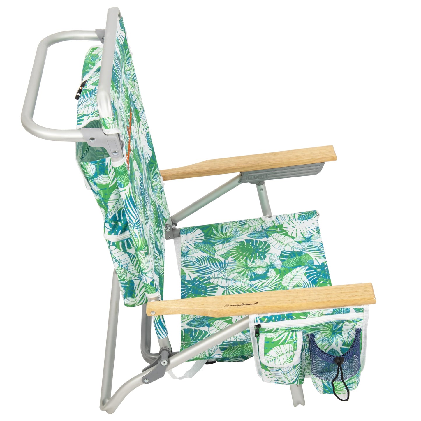 Tommy Bahama 5-Position Classic Lay Flat Backpack Beach Chair with Cooler and Cup Holder, Portable Folding Beach Chair for Tanning, Tropical Leaves