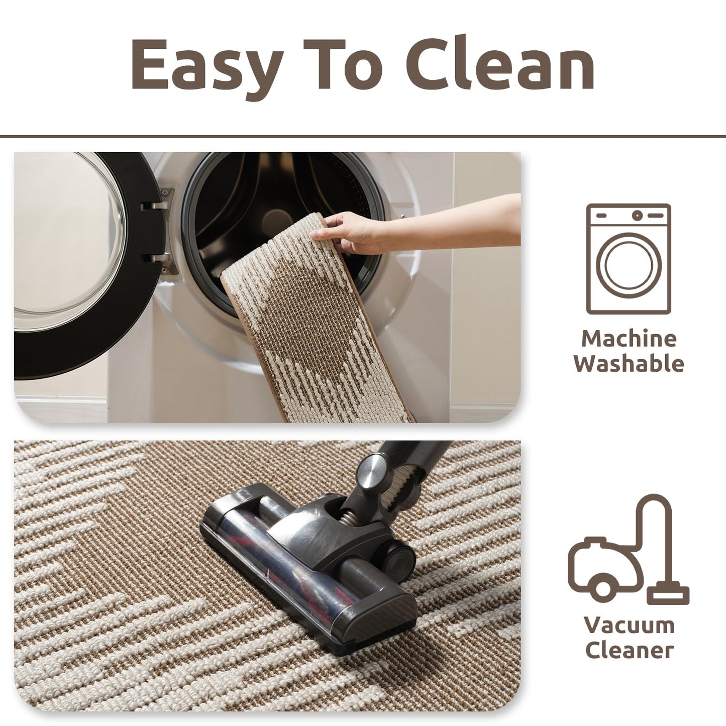 PADOOR 1PC Stair-Treads Non Slip, 3D Peel and Stick Stair Treads for Wooden Steps Indoor, Stair-Carpet Treads Washable Reusable Adhesive Stair-Runner Rugs for Kids and Dogs 8"x30" Brown