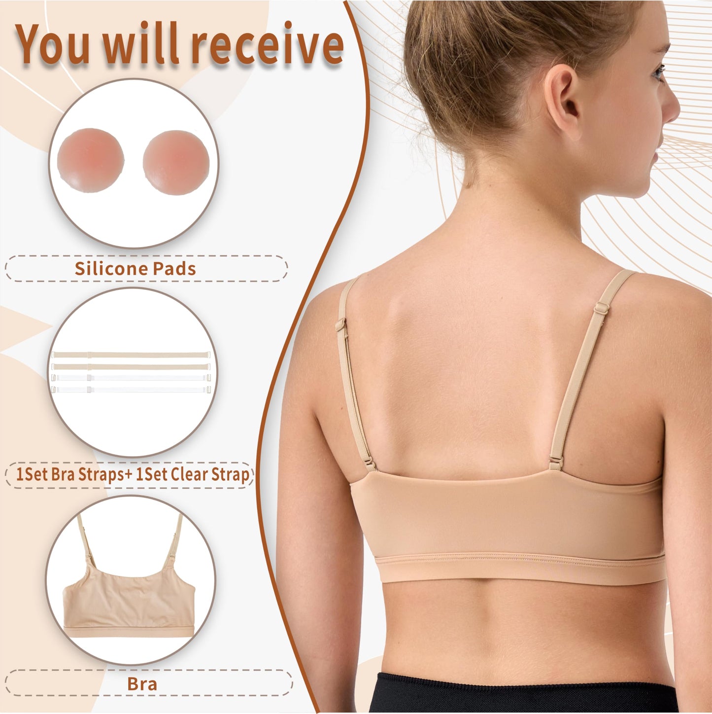 Sanstrong Dance Gymnastic Ballet Sport Bras for Girls Seamless Nude Trainning Sport Underwear Bra for Children Teens