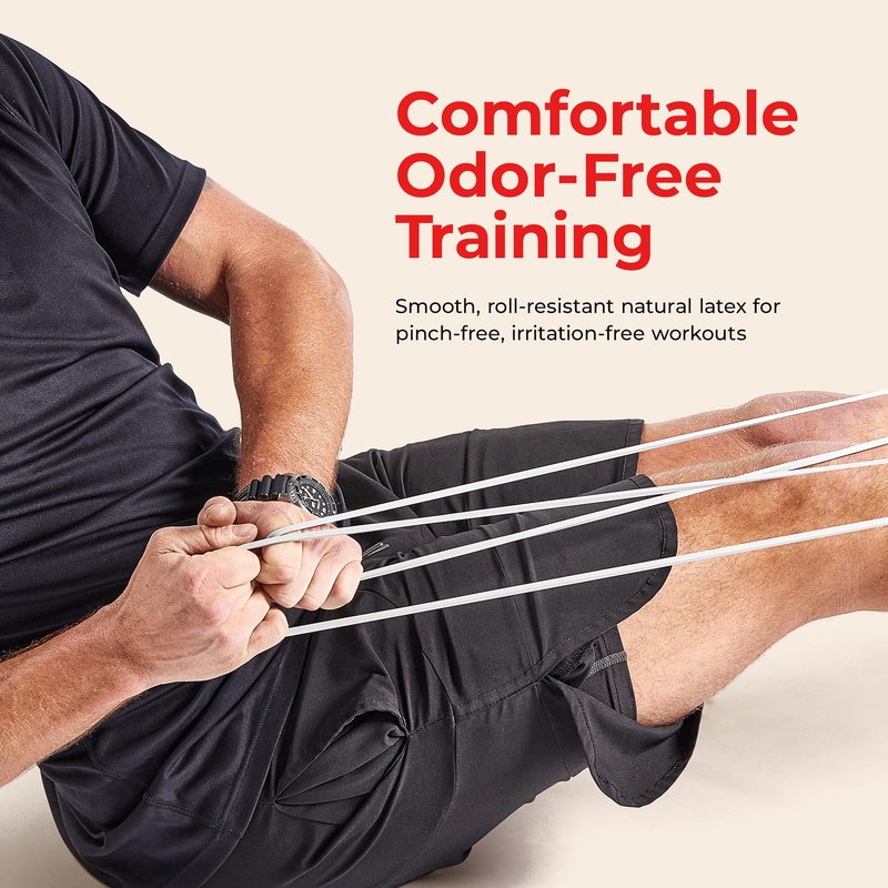 Sunny Health & Fitness Natural Latex Resistance Bands (Single or Combo Set) – 100, 140, 160, 180 & 15–95 LB for Strength Training, Squat Rack, Power Cage, Home Gym, Stretching, Physical Therapy