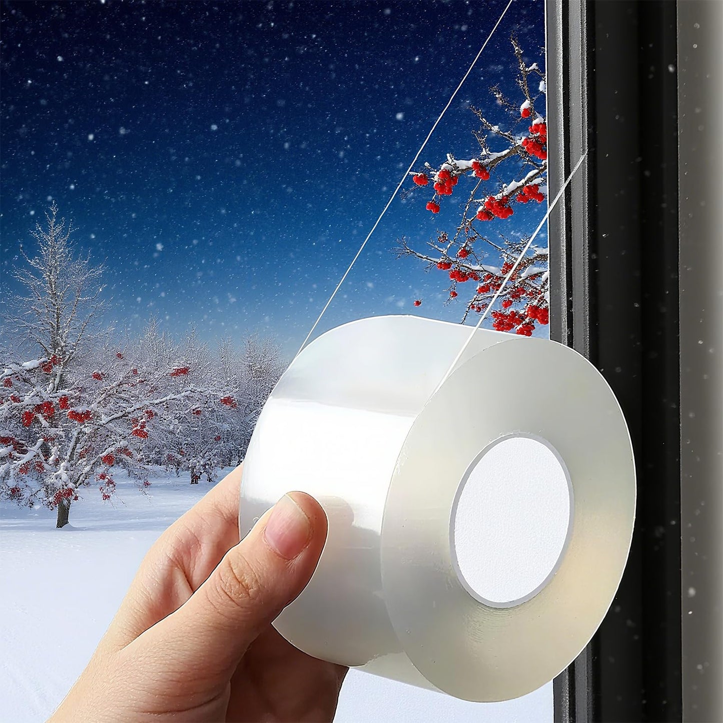 Sunroda Window Sealing Tape 2 Inch x 33 Ft Transparent Window Insulation Waterproof Nano Draft Isolation Tape for Window and Bathroom Shower Glass Side Gaps