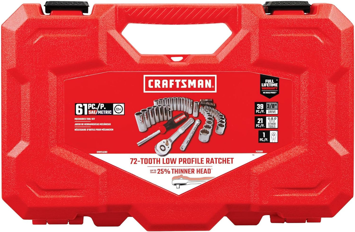 61-Piece CRAFTSMAN Mechanics Tool Set with 3/8 Inch Drive – Complete Toolkit