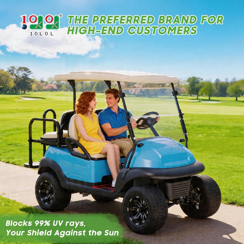 10L0L Golf Cart Windshield for Club Car Precedent 2004-Up, Tempo, 2017-Up Onward, Clear/Tinted Fold Down Club Car Windshield Anti-UV Impact Resistant, HD View, 37.5"W X 33.6"H