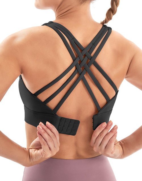 IUGA Sports Bras for Women High Support Large Bust High Impact Womens Sports Bras Strappy Padded Sports Bra Black