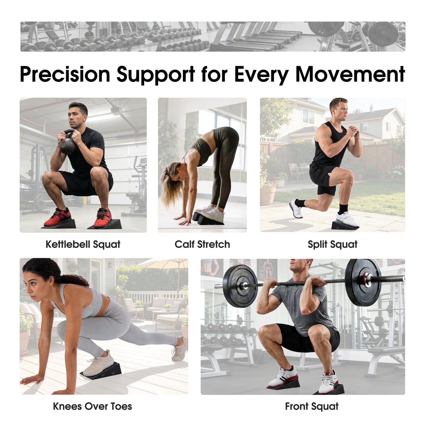 Folaps Squat Wedge Block with Guide for Heel Elevated Squat Weightlifting Slant Board for Squats with Carry Bag to Improve Mobility Balance and Strength