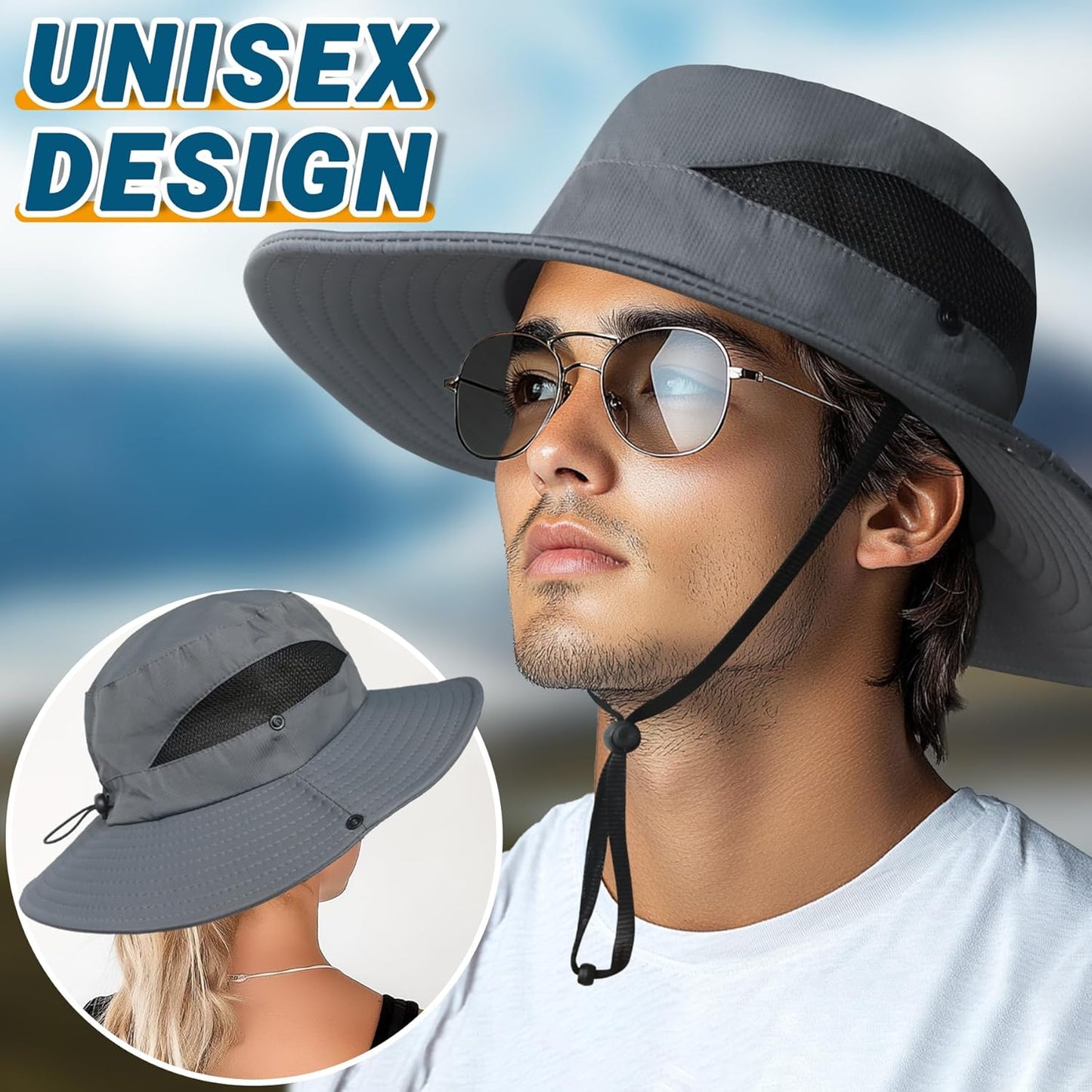 NPQQUAN Sun Bucket Hats - Wide Brim UPF 50+ Protection for Women & Men | Ideal for Fishing & Beach