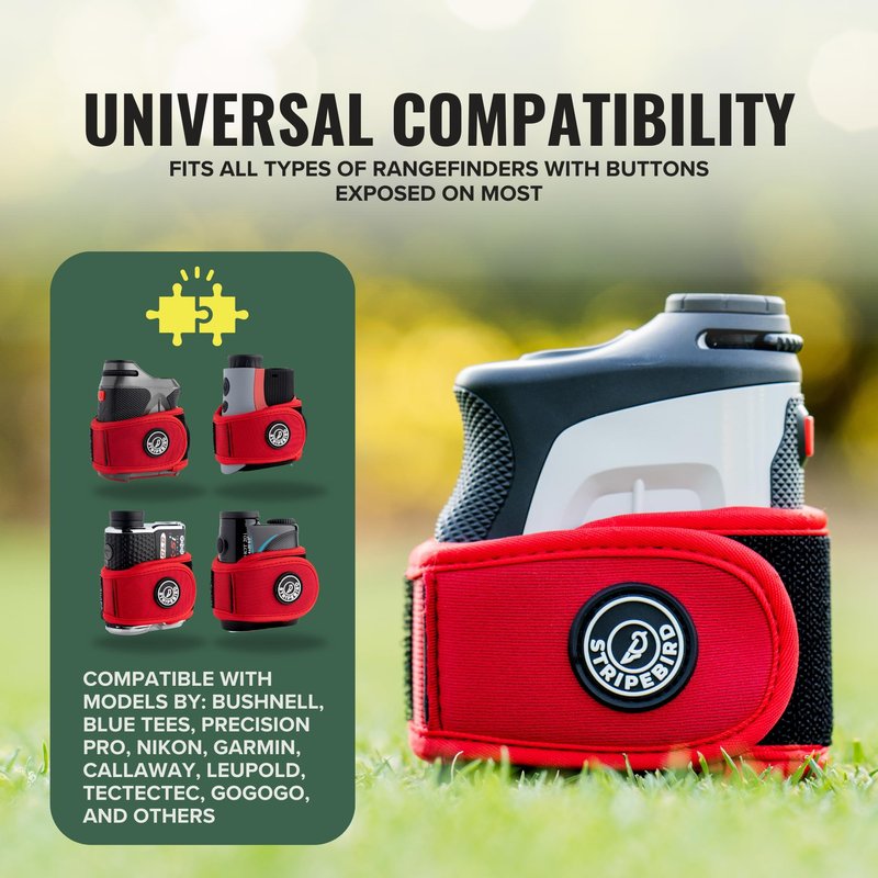 Stripebird - 2.0 Slim Golf Magnetic Rangefinder Strap (Red - Form Fitting & No Buckle Strap) - Golf Range Finder Magnetic Strap - Range Finder Golf Magnetic