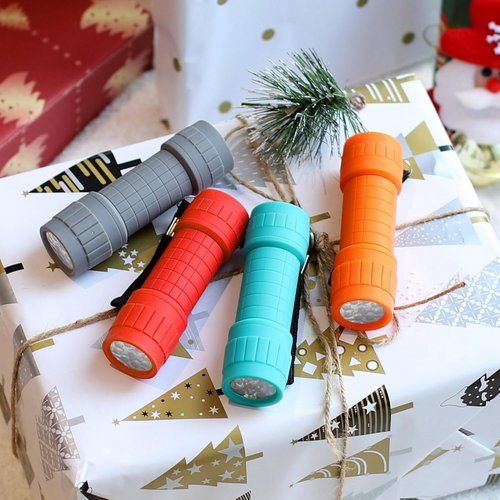 FASTPRO 9-LED Mini Flashlight Set - 4-Pack with AAA Batteries Included | Ideal for Camping & Events