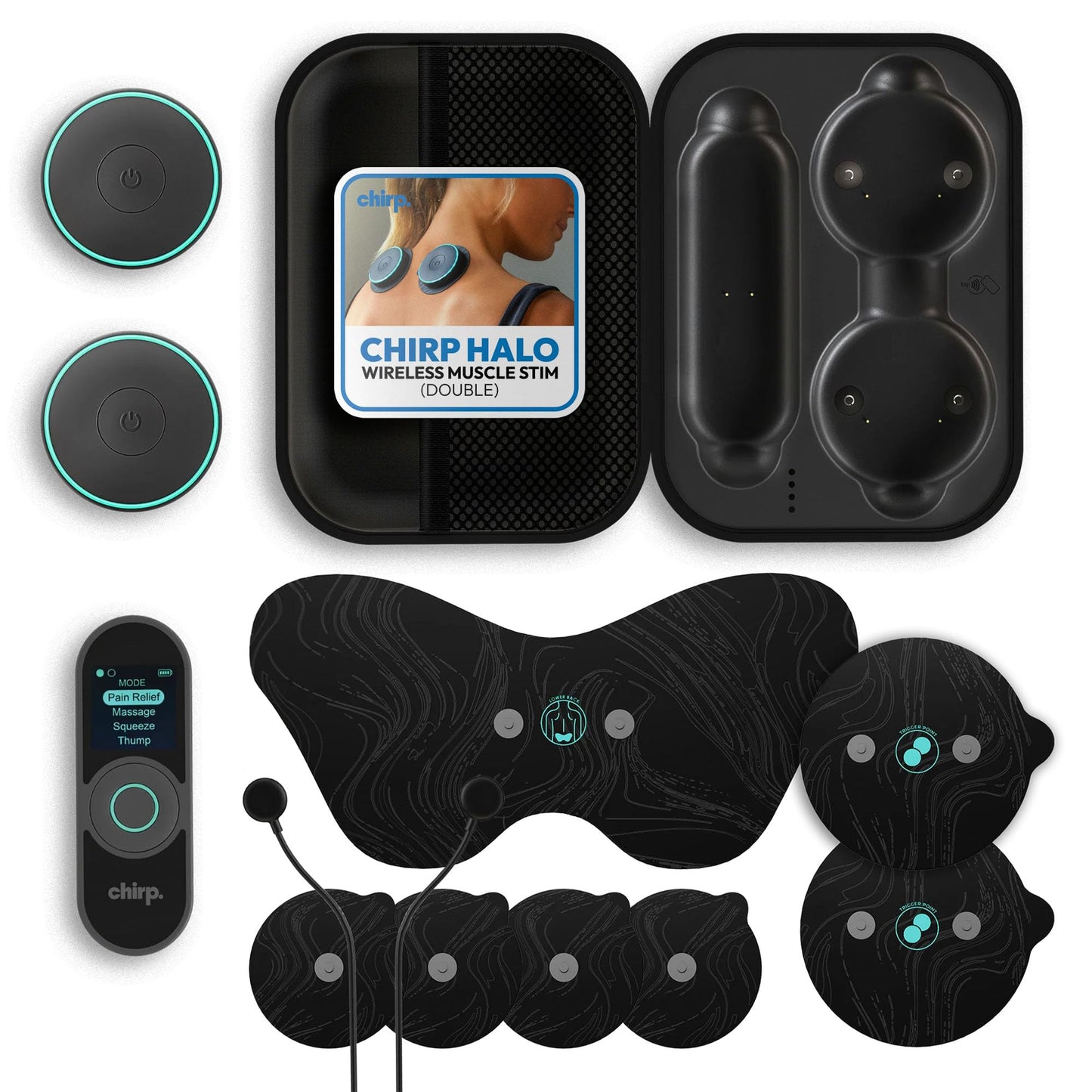 Chirp Halo Wireless Muscle Stimulator, Portable EMS TENS Unit (Double)