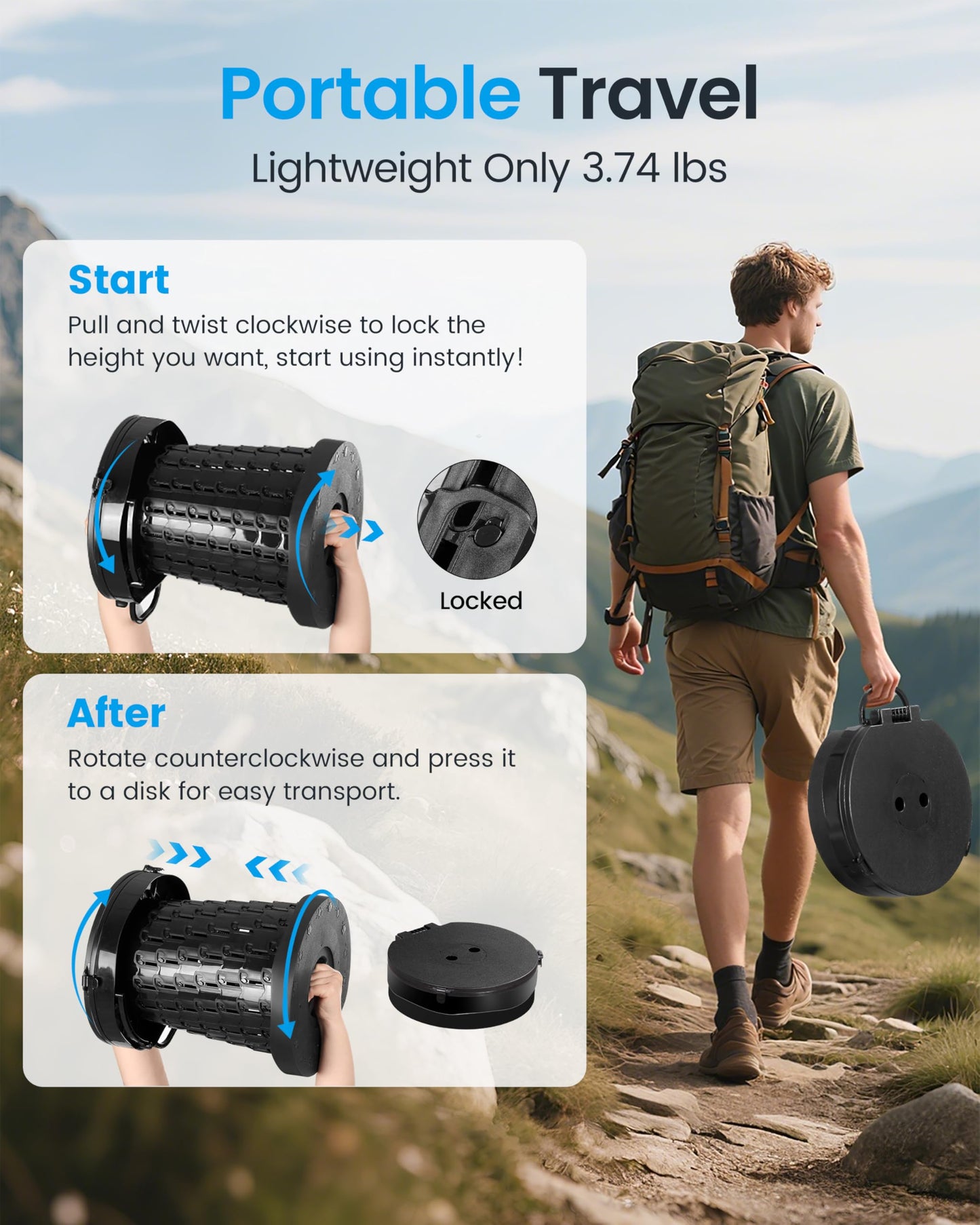 TRIPTIPS 2025 New Upgrade Retractable Portable Toilet Foldable with Soft Cushion Height Adjustable Travel Toilet for Car Camping Toilet Porta Potty for Adults and Kids, Portable Toilet for Camping