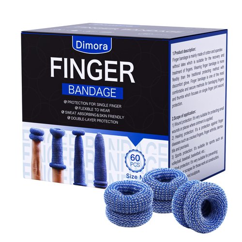 Dimora Finger Cots, Pack of 60 (Medium Size) Finger Protectors, Breathable Bandages for Wound Care, Stretchy Sleeves for Gardening, Fitness and Cargo Handling, Blue