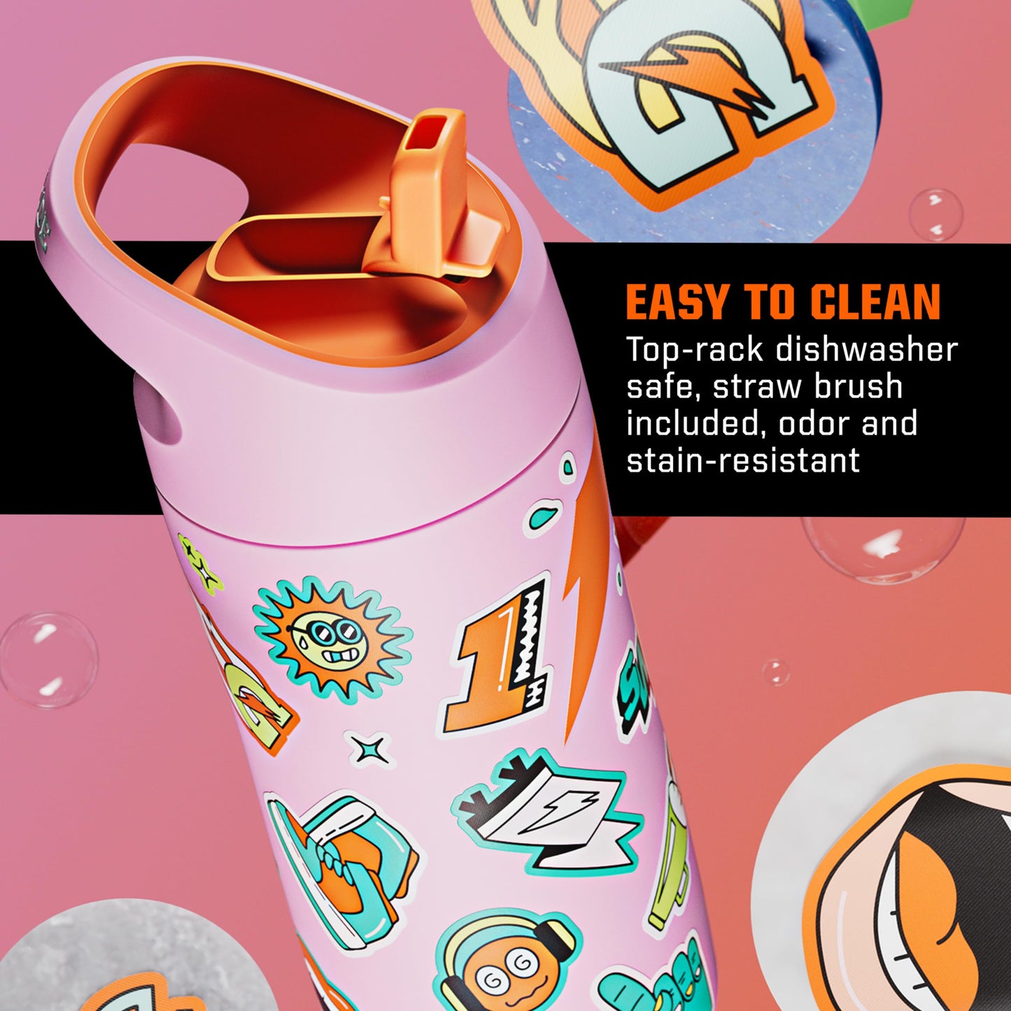 Gatorade Kids' Rookie Metal Water Bottle, 12oz, Stainless Steel Bottle, Double-Wall Insulation, Vacuum Insulated, Thermo Mug (Pack of 6)