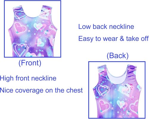 Domusgo Gymnastics Leotards - Sparkly One-Piece Unitard for Girls | Pro Kids Biketard with Shorts