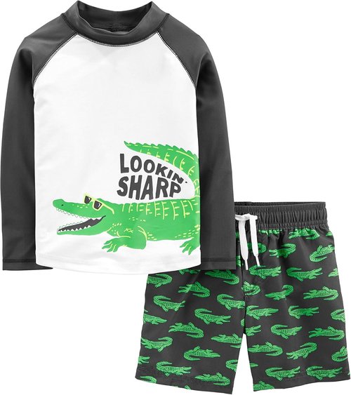 Carter's Baby Boys' Swimsuit Trunk & Rashguard Set - Stylish Sun Protection | Comfortable Fit