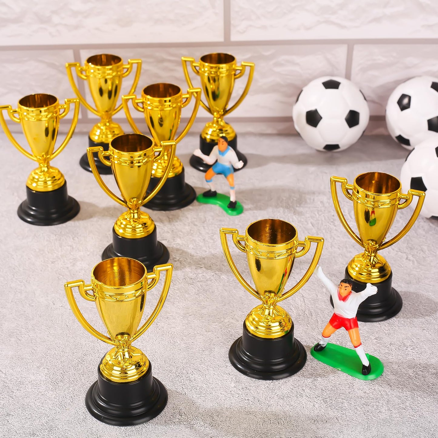 HFXXAD 12 Pcs Mini Trophies Bulk for Kids, Plastic Gold Small Trophy Cups for Sports Tournaments and Competitions(3.4in)