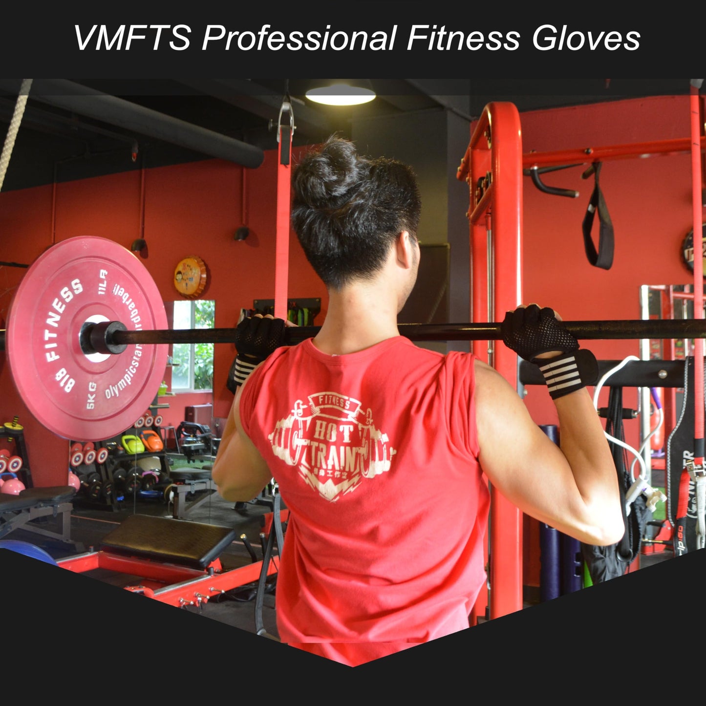 VMFTS Weightlifting Gloves Padded Workout Gloves with Wrist Wrap Support Gym Gloves for Men Women Gym Exercise Fitness Training Lifting Dumbbell (Large)