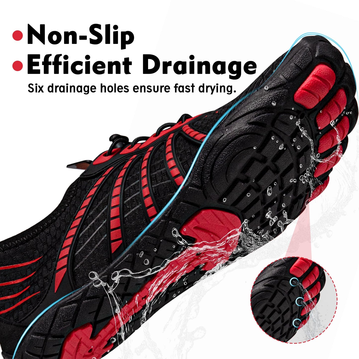 Water Shoes for Women and Men - Quick-Dry Lightweight Swim Shoes for Beach,Pool,Hiking Black/Red