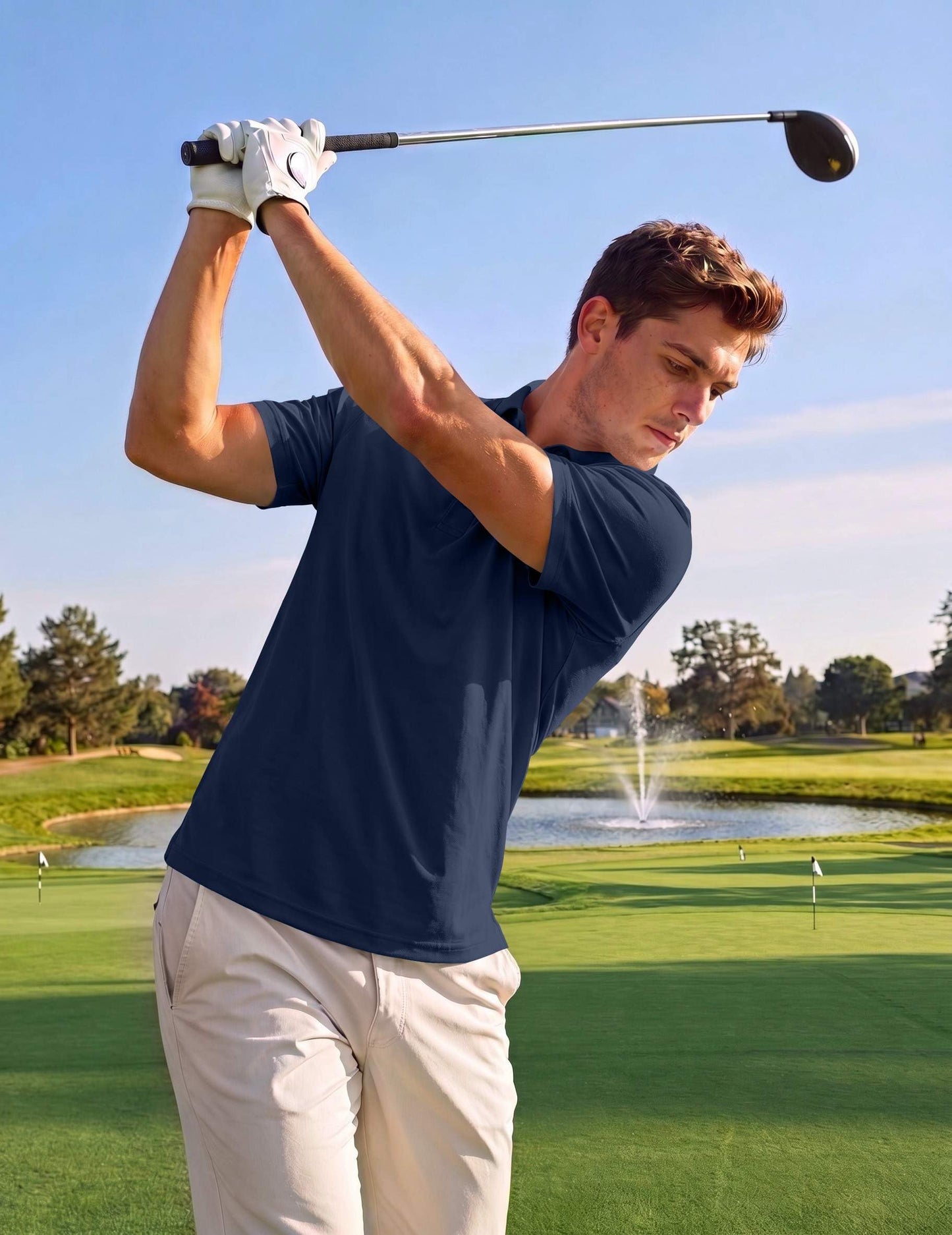 COOFANDY Short Sleeve Polo Shirts for Men Casual Quick Dry Performance Golf Shirt Navy