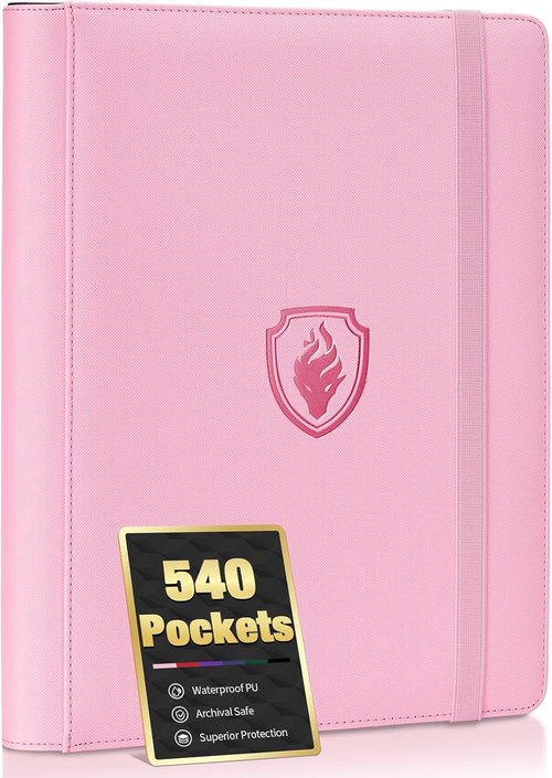 Fabmaker Premium 9 Pocket Card Binder - Sturdy Collection Album for 540 Cards | Sleek Pink Design