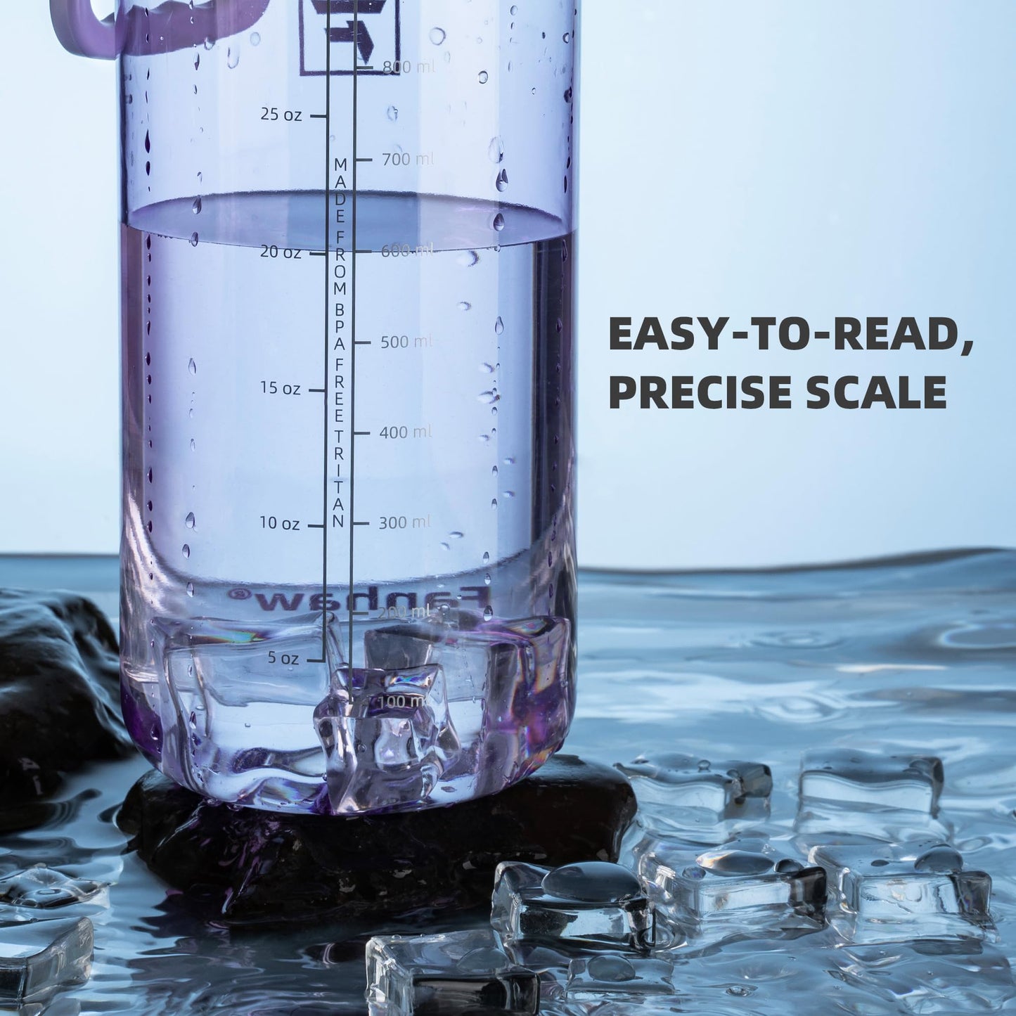 Fanhaw 32 oz Clear BPA-Free Tritan Water Bottle with Fast-Flow Spout Lid, BPA-Free & Leak-Proof Wide-Mouth Reusable Bottle for Gym, School & Office, Back to School Essentials (Amethyst)