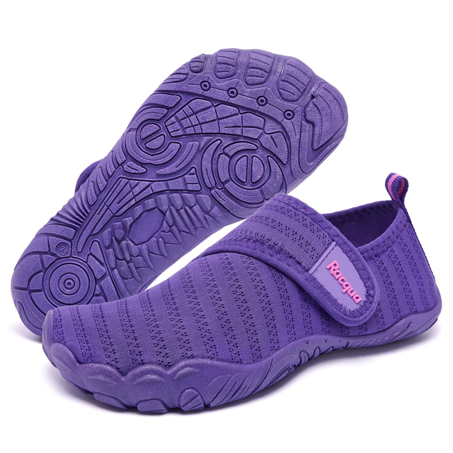 Racqua Girls Water Shoes Kids Boys Pool Beach Outdoor Sports Lightweigh Shoes Quick Dry Swim Breathable Non-Slip Shoes Purple Big Kid 1