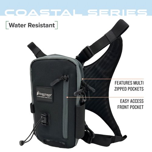 FROGG TOGGS Hightide Fishing Chest Pack, Easy Hands-Free tackle storage bag with built-in Rod Support