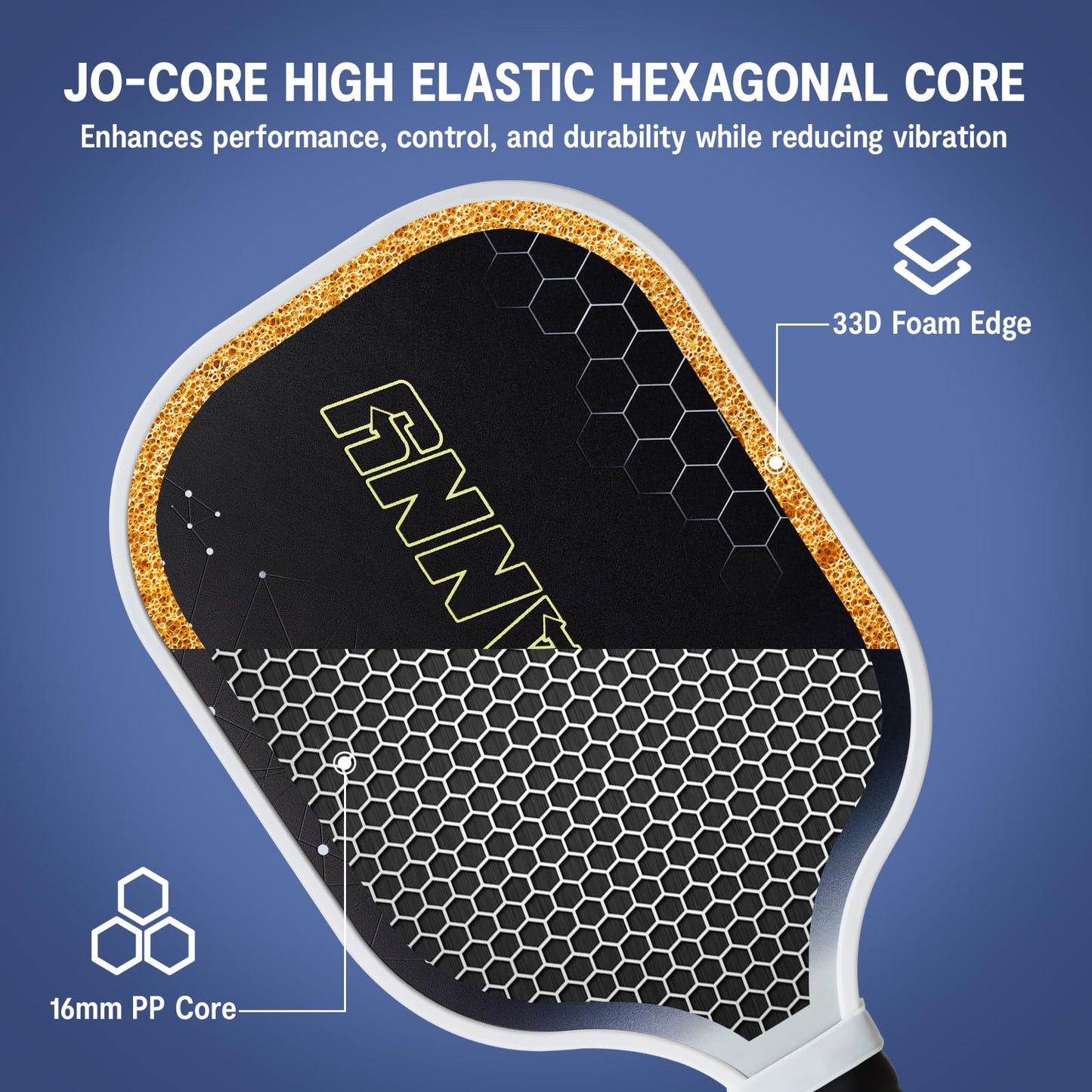 OLANNY Pickleball Paddles - Premium Rackets Face & Polymer Honeycomb Core Includes 4 Pickleball Paddles+ 2 Indoor Balls+ 2 Outdoor Balls+ 1 Portable Carry Bag