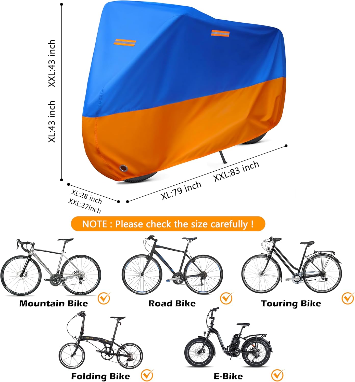 Skiennix Waterproof Bike Cover - Outdoor Protection Against Rain, Sun & Dust | XL Size for 1 Electric or Mountain Bike (Blue)