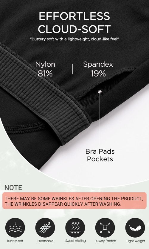 ODODOS Cloud Feeling Tank Bra for Women U Back Wirefree Longline Sports Bra Yoga Top with Removable Pads, Black, Medium