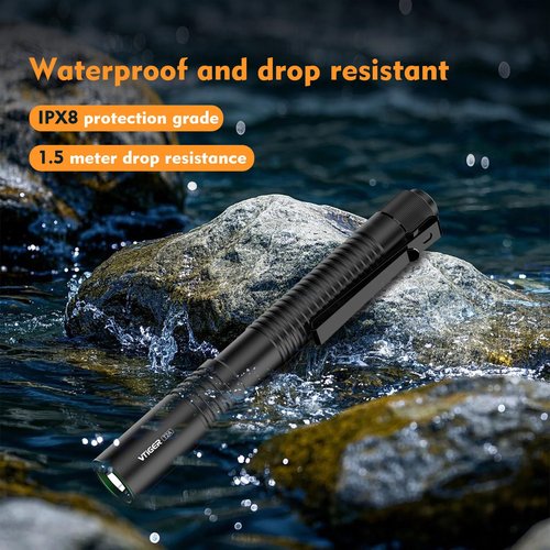 VTIGER T2A Compact EDC Flashlight,1500 High Lumens AA Rechargeable LED Flashlight, Super Bright Small Tactical Tail Switch Pocket Flash Light with Magnet for Camping,Hiking,Outdoor,Home,Emergency