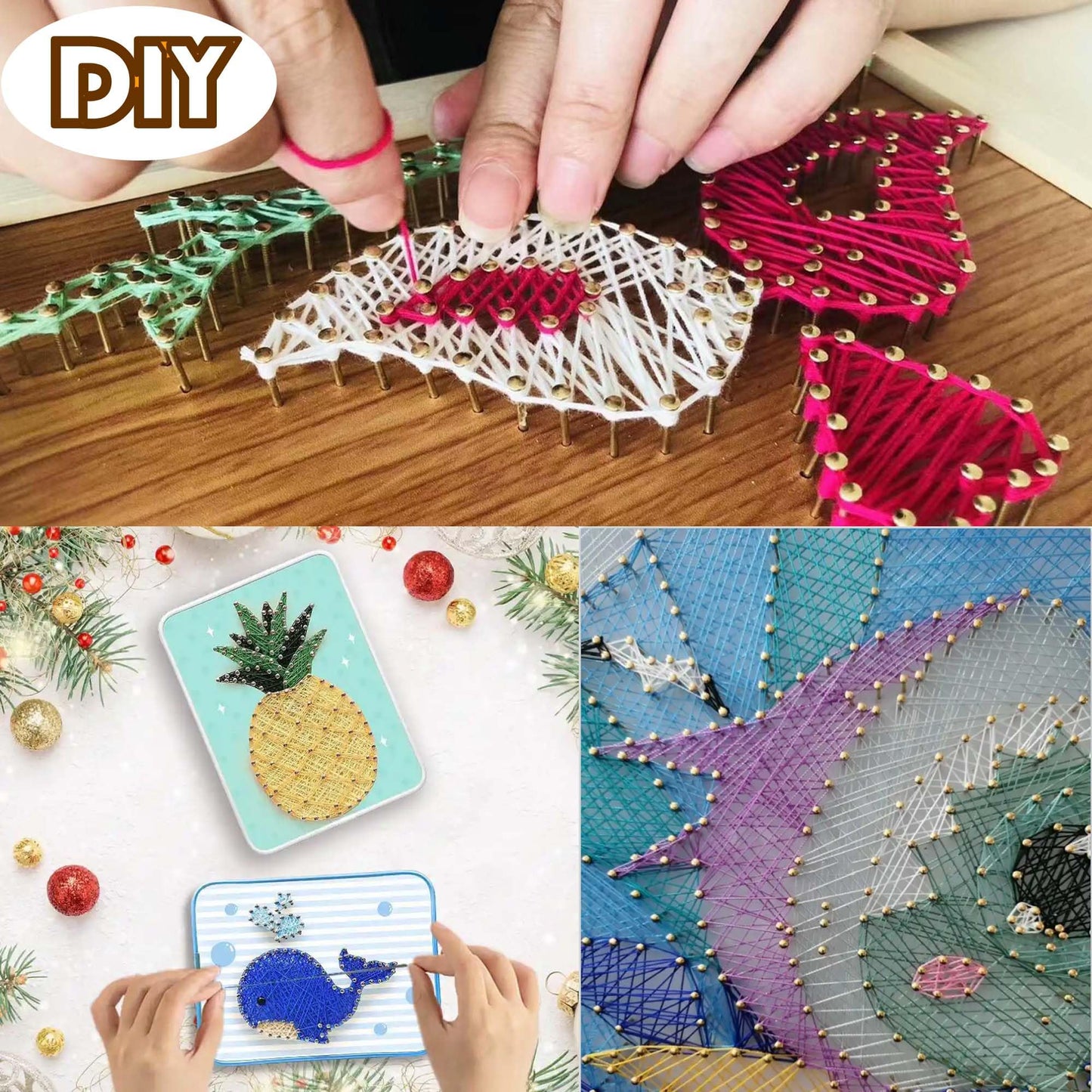 newlng 1160pcs Small Nails Assortment 1.5mm Thick Black & Silver DIY Nails for Wood Tiny Nail for String Art Wood Crafts Jewelry Box Decorations 1.5 x15mm 1.5 x 20mm 1.5x25mm