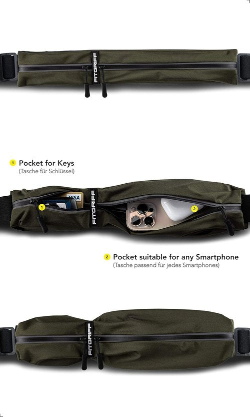 Fitgriff® Running Belt - Secure Jogging Pouch for Phones, Keys & Essentials | Fits All Sizes