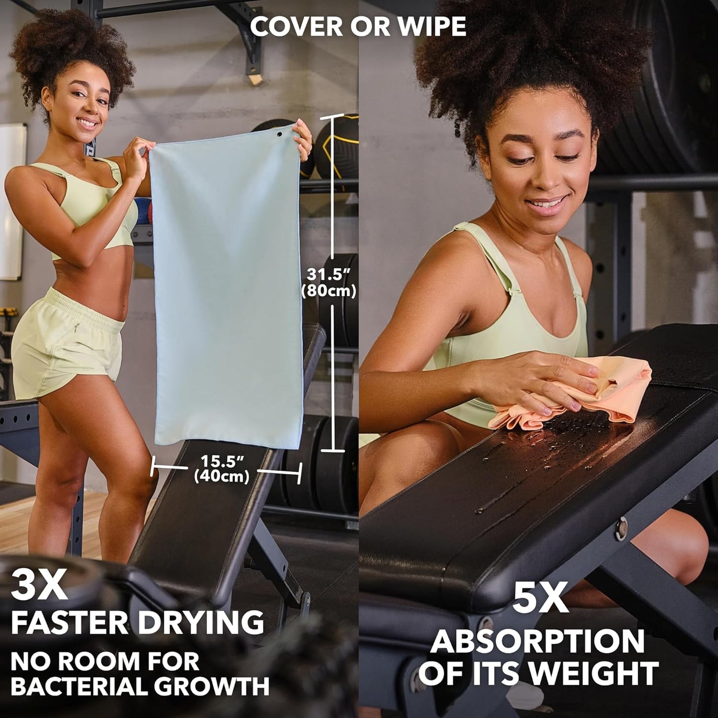 Trailoom Microfiber Workout Towels - Quick-Dry & Odor-Free Gym Towels for Hot Yoga, Running | Set of 5 Pastel