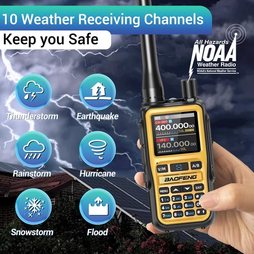 Baofeng Radio UV-5R Mini Ham Radio Long Range Handheld Two Way Radio Dual PTT NOAA Weather Radio Rechargeable Walkie Talkies APP Programming Copy Frequency 999CH USB-C Charging Survival Radio