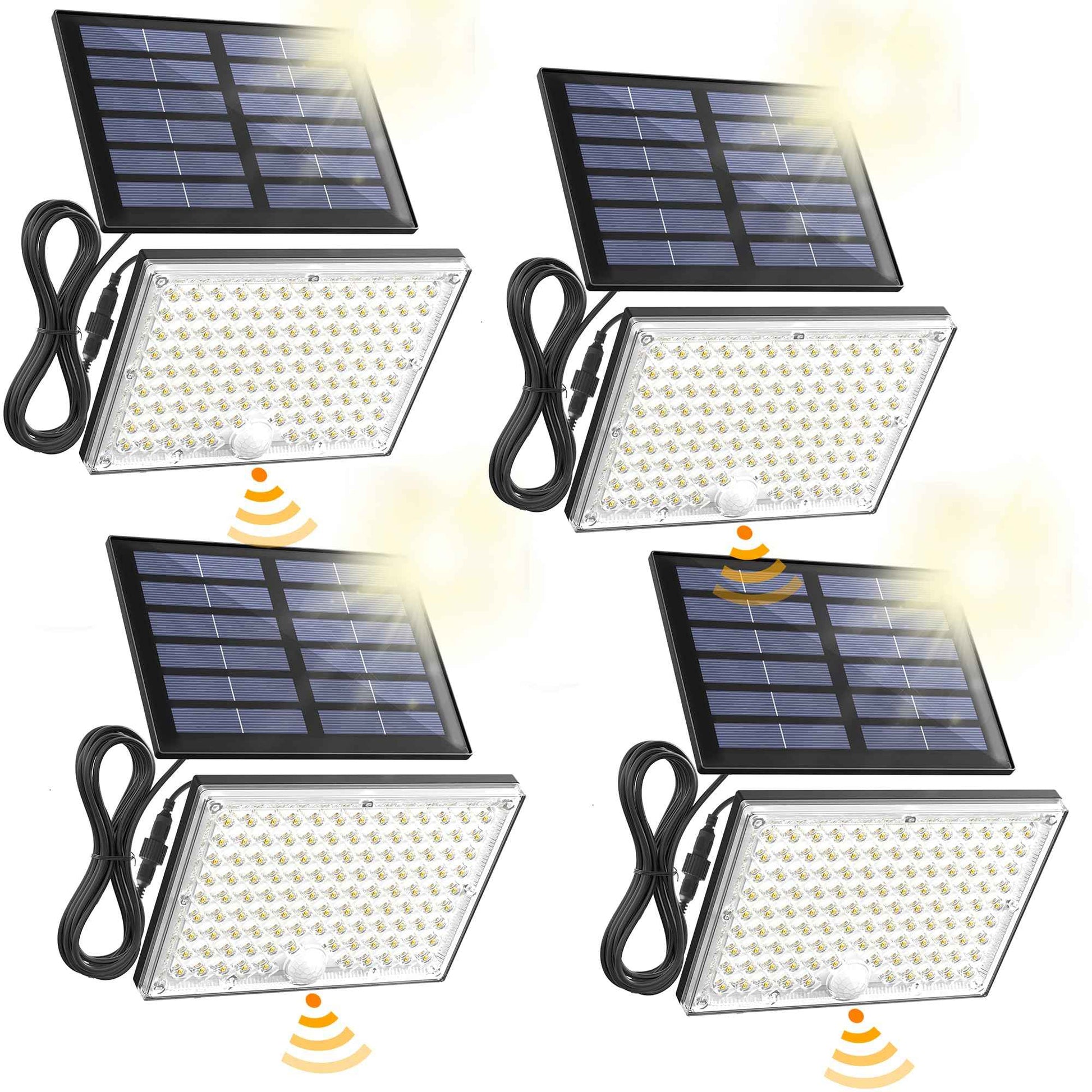 SUPERDANNY Solar Outdoor Flood Lights with 113 Bright LEDs, Motion Sensor Dusk to Dawn Outside Flood Lights with 16ft Cable IP65 Waterproof, Security Light for Garden Barn Porch 4 Pack