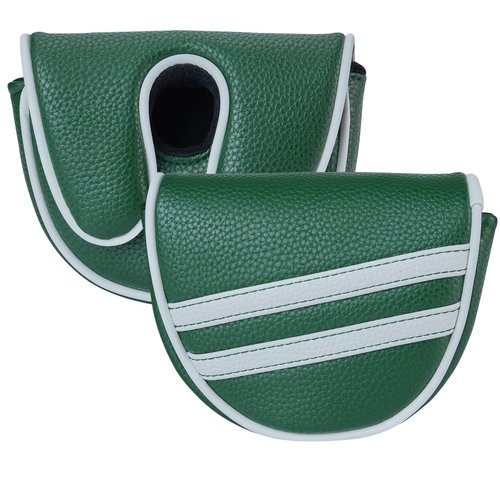 Kimpengofu Vintage Golf Club Classic Stripes Mallet Putter Cover Magnetic Closure Fits for OZ1 MEZZ1 MEZZ1 MAX Putters Center Shaft Synthetic PU Leather Headcover (Green)