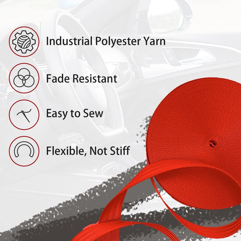 WEBSUKA Polyester Webbing Strap 16+Colors – 1"&1.5"&1.9" – 16.5 25 33 55 Yards Heavy Duty Webbing Roll, Flat Webbing Strap for Indoor&Outdoor Gear, Climbing, DIY Crafting, Repairing 1.5" 16.5yards
