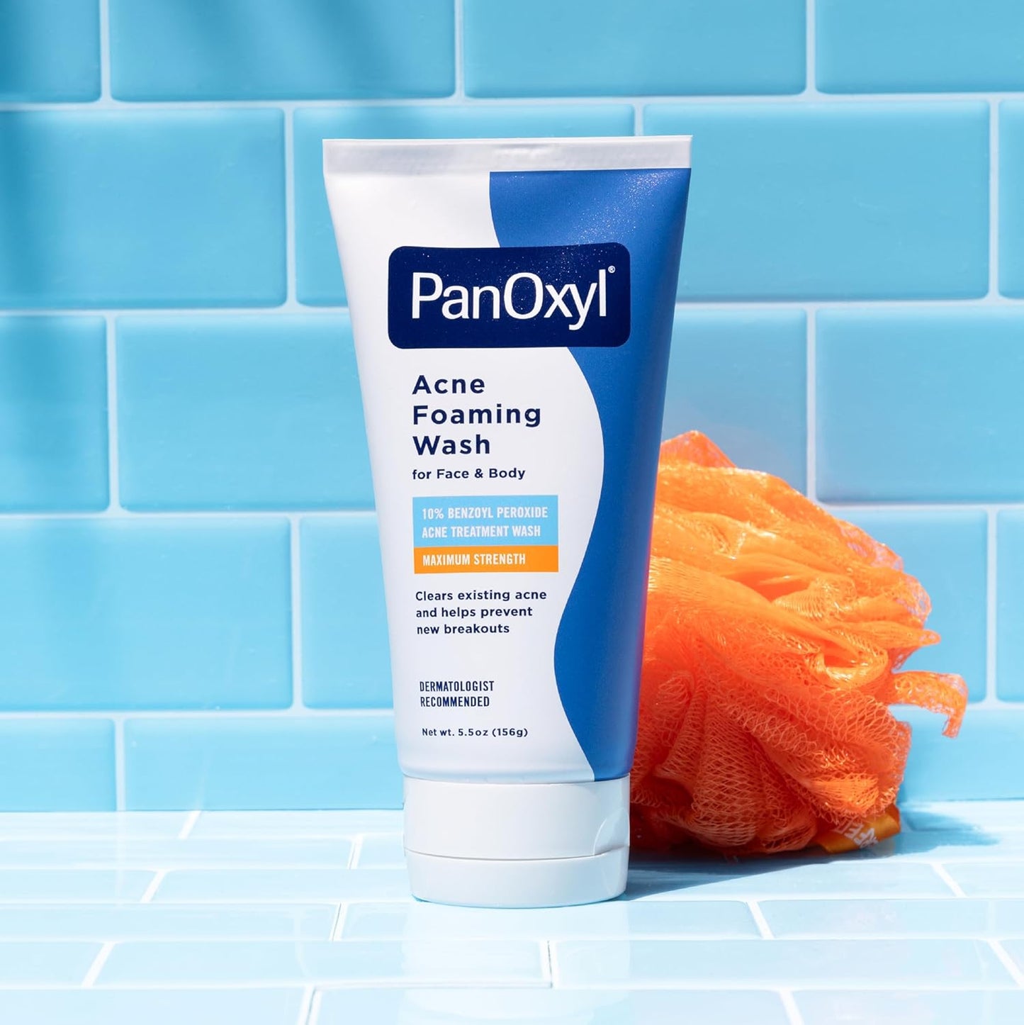 PanOxyl Acne Foaming Wash - 10% Benzoyl Peroxide Maximum Strength Cleanser | 5.5 Oz Tube for Clear Skin