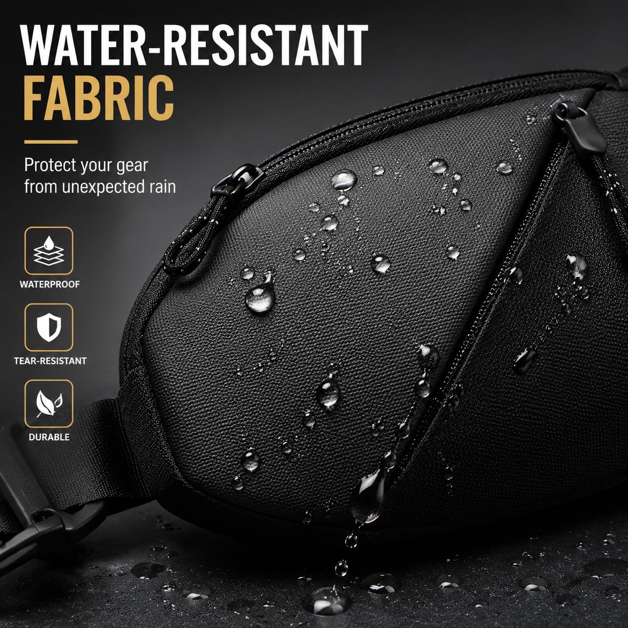 Simptech Sling Bag Fanny Pack Crossbody Chest Bag - Water Resistant Dual Pocket Waist Pack, Adjustable Running Belt & Phone Holder for Men Women Hiking Travel